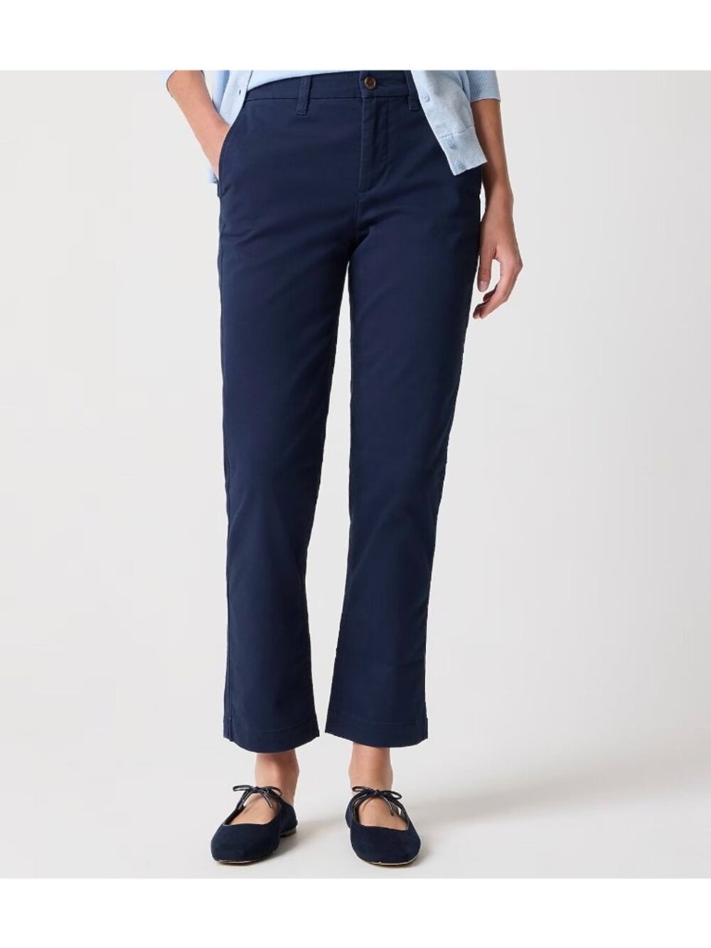 NWT J. Crew Navy Petite High-Rise Girlfriend Chino Pant - Size: 4P
